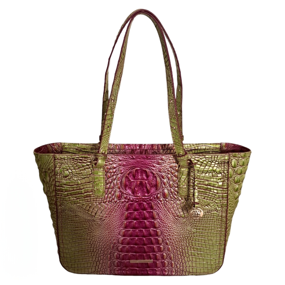 Brahmin Ashlee Limeade Ombre Melbourne Genuine Leather Tote Bag
